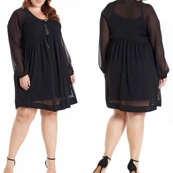 Dresses & Skirts - Boutique Sheer Black Modest Shift Dress XL